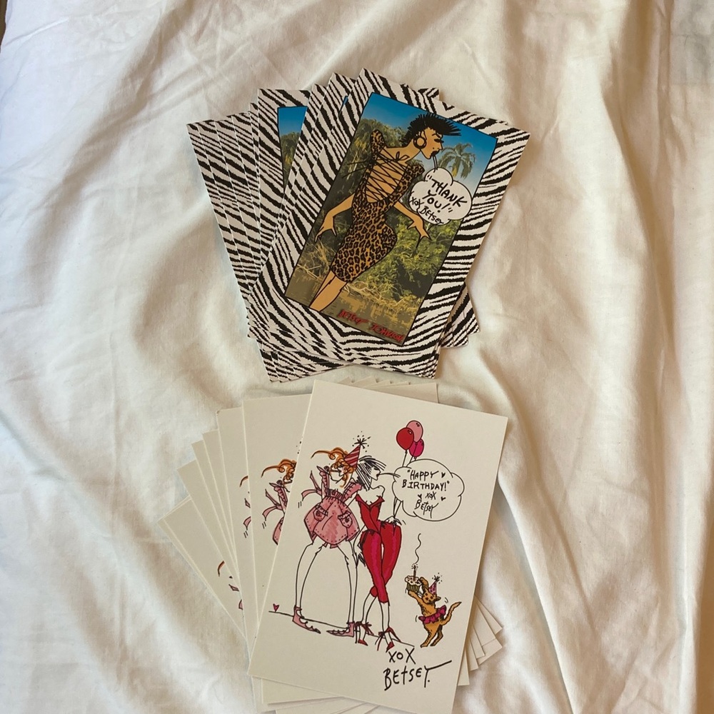 Betsey Johnson Postcards! Zebra/Leopard Thank You & Happy Birthday